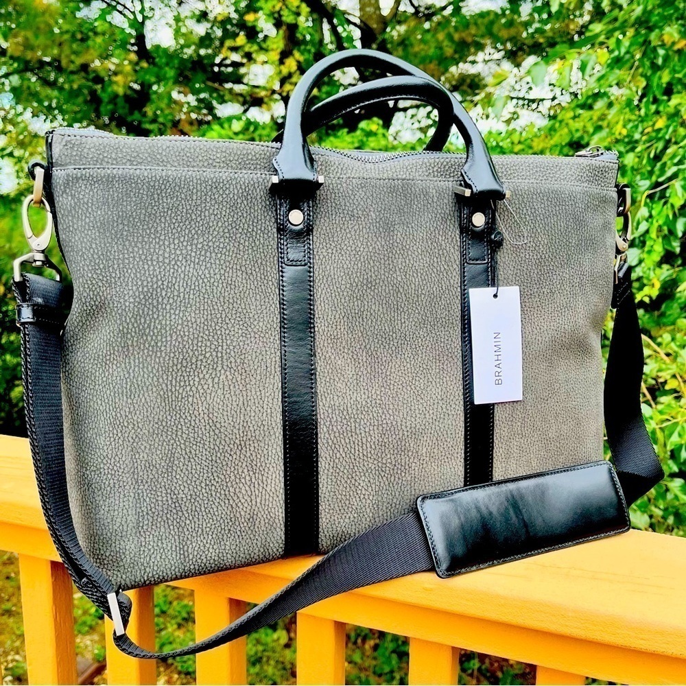 Brahmin Beckett Weekender Bag Charcoal Melbourne Leather NWT